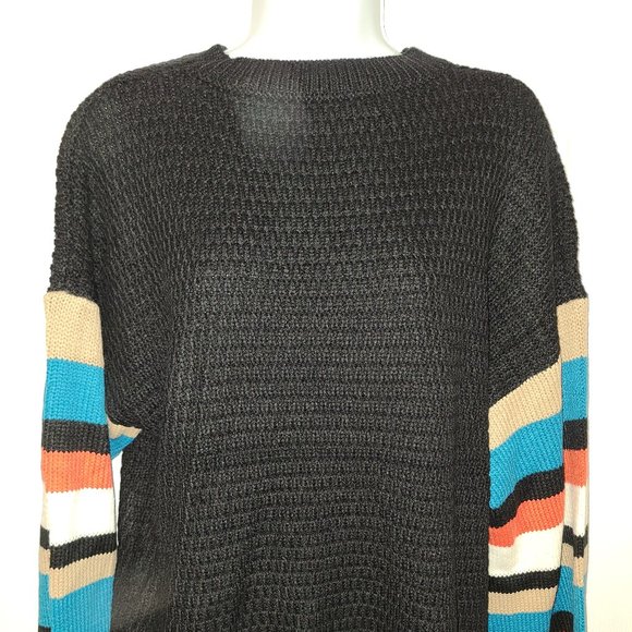 So Chic Black and Striped Sweater Sz L - Picture 2 of 2